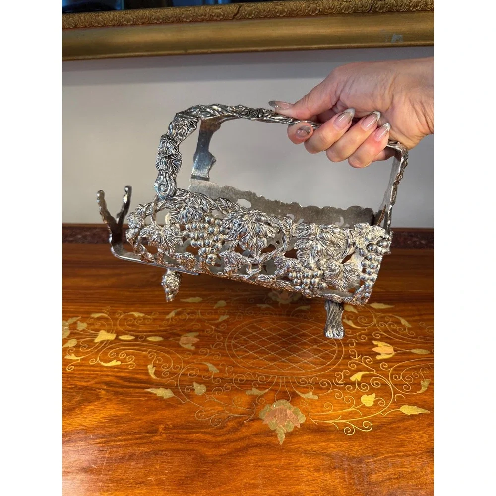 Vintage‎ Silverplate Wine Bottle Holder with Grapevine Design